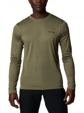 Columbia Zero Rules Long Sleeve Shirt férfi hosszú ujjú sport póló zöld színben 1