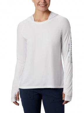 Columbia Tidal Tee Hoodie női hosszú ujjú sport póló fehér színben 1