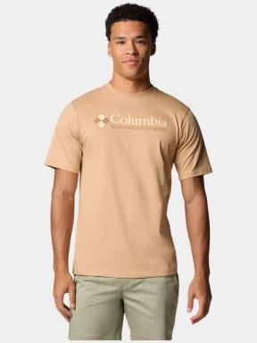 Columbia CSC Basic Logo Short Sleeve Shirt férfi rövid ujjú póló homok színben 1