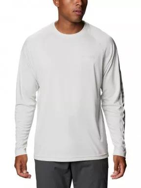 Columbia Terminal Tackle Heather LS Shirt férfi hosszú ujjú sport póló fehér színben 1