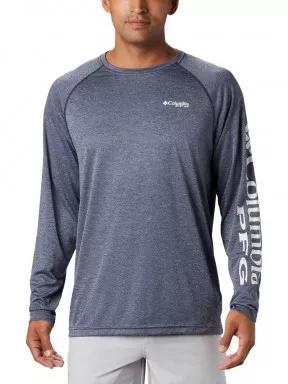 Columbia Terminal Tackle Heather LS Shirt férfi hosszú ujjú sport póló kék színben 1