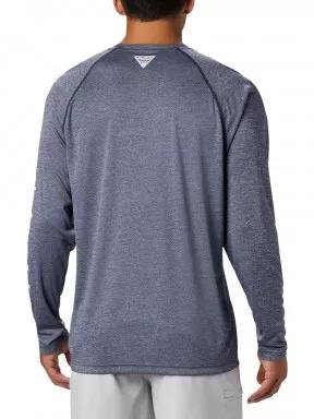 Columbia Terminal Tackle Heather LS Shirt férfi hosszú ujjú sport póló kék színben 3