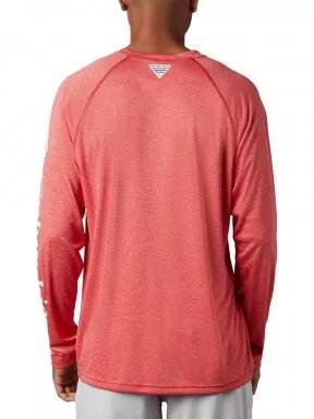 Columbia Terminal Tackle Heather LS Shirt férfi hosszú ujjú sport póló piros színben 3