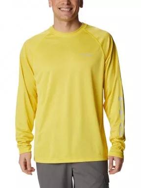 Columbia Terminal Tackle Heather LS Shirt férfi hosszú ujjú sport póló sárga színben 1
