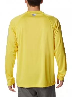 Columbia Terminal Tackle Heather LS Shirt férfi hosszú ujjú sport póló sárga színben 3