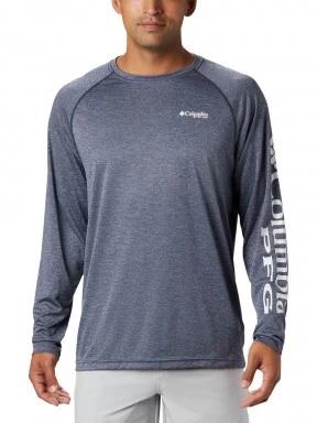 Columbia Terminal Tackle Heather LS Shirt férfi hosszú ujjú sport póló kék színben 1
