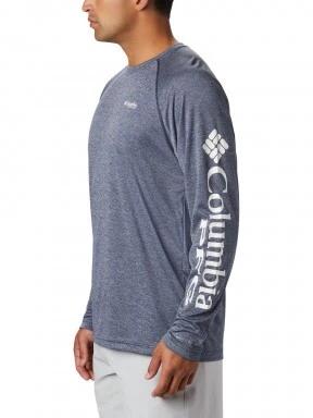 Columbia Terminal Tackle Heather LS Shirt férfi hosszú ujjú sport póló kék színben 3