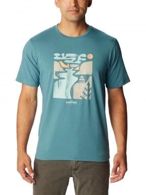 Columbia Men's Sun Trek Short Sleeve Graphic Tee férfi rövid ujjú sport póló zöld színben 1
