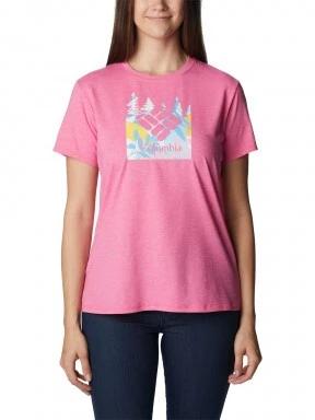 Columbia Sun Trek Ss Graphic Tee női rövid ujjú sport póló magenta színben 1