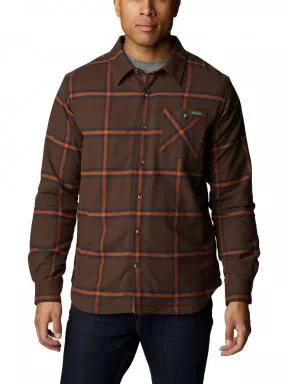 Columbia Cornell Woods Fleece Lined Flannel férfi hosszú ujjú ing barna színben 1