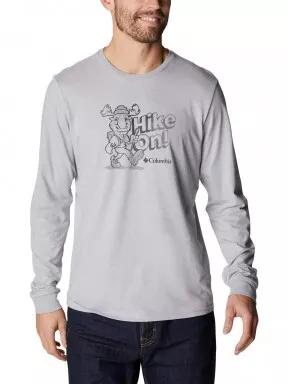 Columbia Apres Lifestyle Graphic Long Sleeve férfi hosszú ujjú póló szürke színben 1