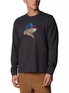 Columbia Apres Lifestyle Graphic Long Sleeve Shirt férfi hosszú ujjú póló fekete színben 1