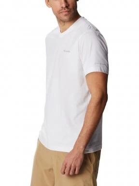Columbia Sun Trek V-Neck Short Sleeve férfi rövid ujjú sport póló fehér színben 3
