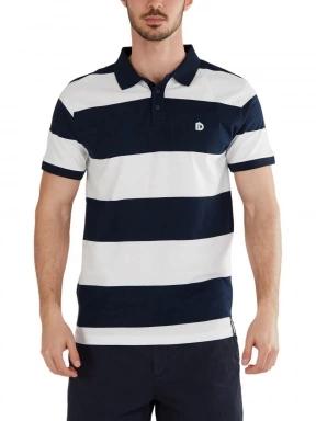 Fundango Incognito Stripe Poloshirt férfi galléros póló sötétkék színben 1