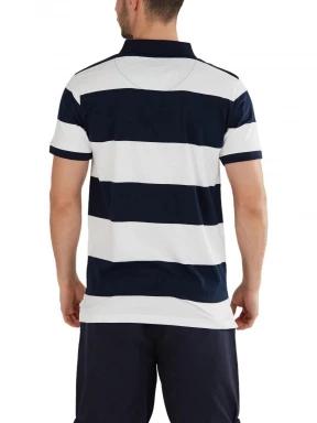 Fundango Incognito Stripe Poloshirt férfi galléros póló sötétkék színben 3