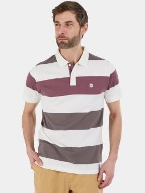 Fundango Incognito Stripe Poloshirt férfi galléros póló barna színben 1
