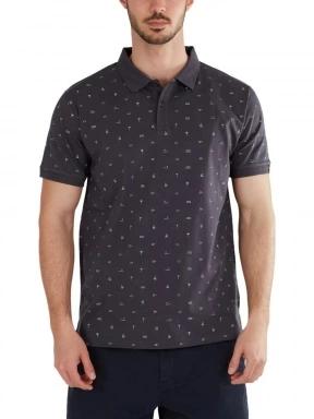 Fundango Incognito Pattern Poloshirt férfi galléros póló fekete színben 1