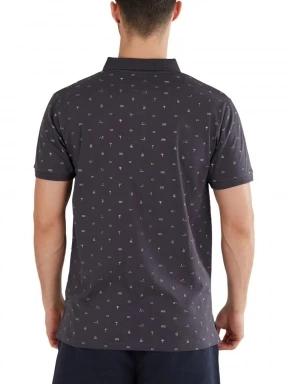 Fundango Incognito Pattern Poloshirt férfi galléros póló fekete színben 3
