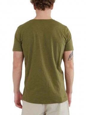 Fundango Jaggy Structured T-Shirt férfi rövid ujjú póló oliva színben 3