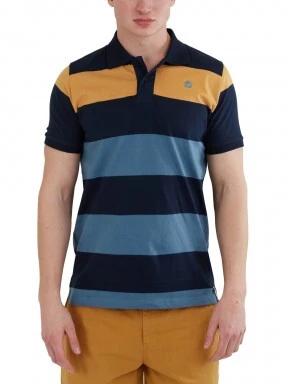 Fundango Incognito Stripe Poloshirt férfi galléros póló sötétkék színben 1