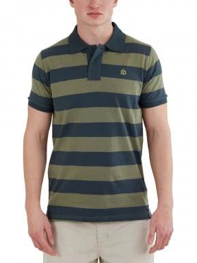 Fundango Incognito Stripe Poloshirt férfi galléros póló oliva színben 1