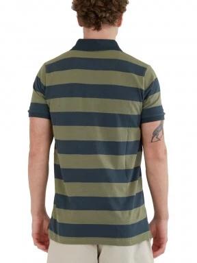 Fundango Incognito Stripe Poloshirt férfi galléros póló oliva színben 3