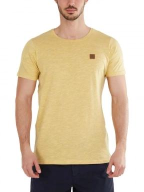 Fundango Jaggy Structured T-Shirt férfi rövid ujjú póló sárga színben 1