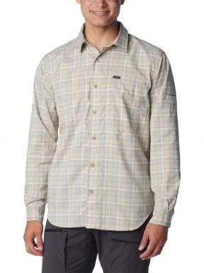 Columbia Silver Ridge Utility Lite Plaid Long Sleeve Shirt férfi hosszú ujjú túraing homok színben 1