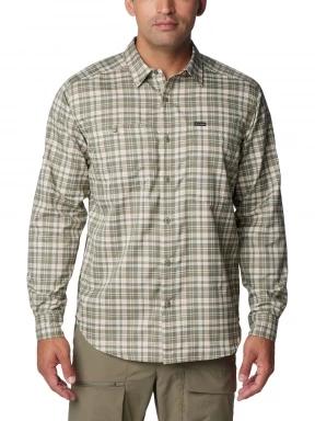 Columbia Silver Ridge Utility Lite Plaid Long Sleeve Shirt férfi hosszú ujjú túraing zöld színben 1