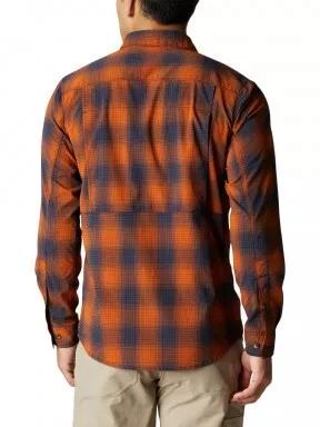 Columbia Newton Ridge II Plaid Long Sleeve Shirt férfi túraing narancssárga színben 3
