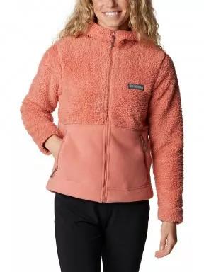 Columbia Winter Pass Sherpa Hooded Full Zip női polár pulóver piros színben 1