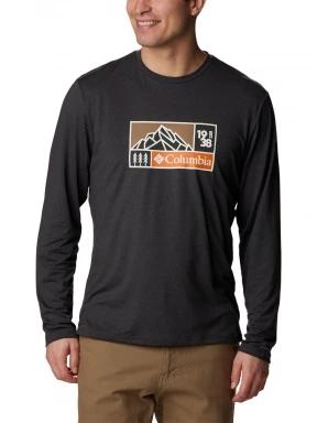 Columbia Tech Trail Long Sleeve Graphic férfi hosszú ujjú sport póló fekete színben 1