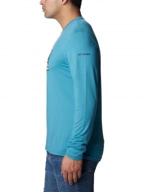 Columbia Tech Trail Long Sleeve Graphic férfi hosszú ujjú sport póló kék színben 3