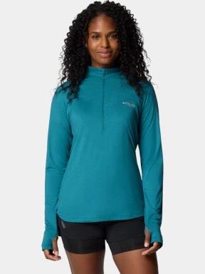 Columbia W Endless Trail 1/2 Zip Mesh Long Sleev női hosszú ujjú sport póló zöld színben 1