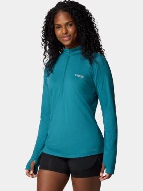 Columbia W Endless Trail 1/2 Zip Mesh Long Sleev női hosszú ujjú sport póló zöld színben 3