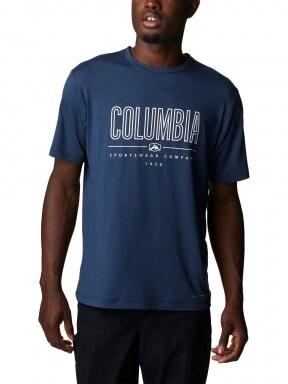Columbia Tech Trail Front Graphic SS Tee férfi rövid ujjú sport póló kék színben 1
