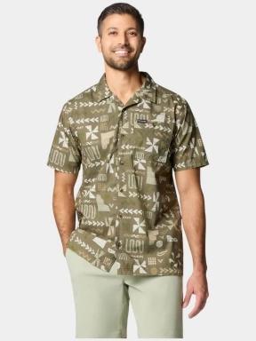 Columbia Pine Canyon Short Sleeve Shirt férfi rövid ujjú ing zöld színben 1