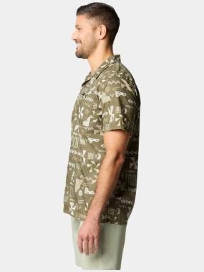 Columbia Pine Canyon Short Sleeve Shirt férfi rövid ujjú ing zöld színben 3