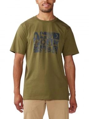 Mountain Hardwear Desert Check Short Sleeve férfi rövid ujjú póló zöld színben 1
