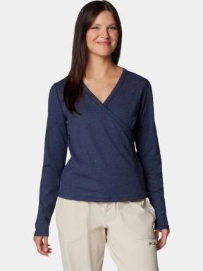 Columbia Boundless Days Knit V-Neck Long Sleeve Shirt női hosszú ujjú sport póló kék színben 1