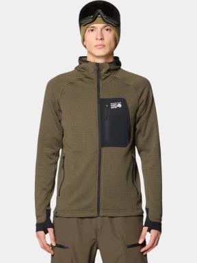 Mountain Hardwear Polartec Power Grid Full Zip Hoody férfi polár pulóver oliva színben 1