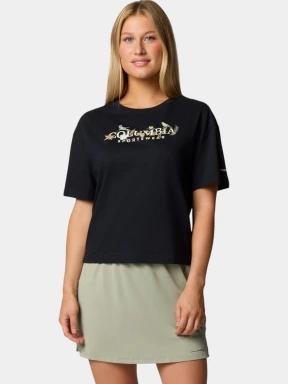 Columbia Rolling Bend Graphic Relaxed Crop Short Sleeve Shirt női crop top fekete színben 1