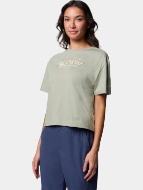 Columbia Rolling Bend Graphic Relaxed Crop Short Sleeve Shirt női crop top zöld színben 3