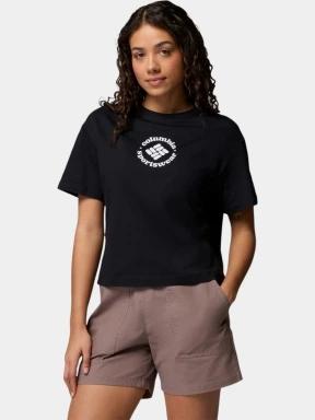 Columbia Rolling Bend Graphic Relaxed Crop Short Sleeve Shirt női rövid ujjú póló fekete színben 1