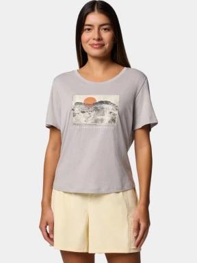 Columbia Ruby Springs Graphic Scoop Neck Short Sleeve Shirt női rövid ujjú póló szürke színben 1
