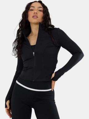 Fundango Flop Zip Up Top női hosszú ujjú sport póló fekete színben 1