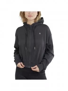Fundango Draug Crop Hoodie női kapucnis pulóver szürke színben 1