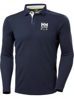 Helly Hansen Skagerrak Quickdry Rugger férfi hosszú ujjú galléros póló sötétkék színben 1
