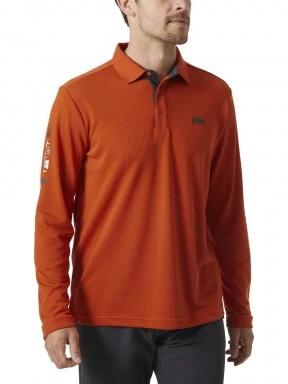 Helly Hansen Skagerrak Quickdry Rugger férfi galléros póló narancssárga színben 1