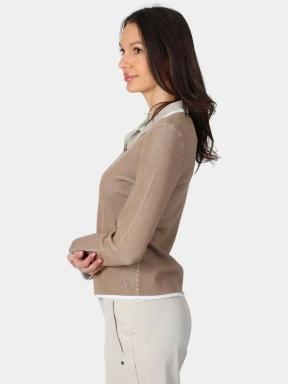 Luhta Luhta Inkarila női hosszú ujjú galléros póló barna színben 3